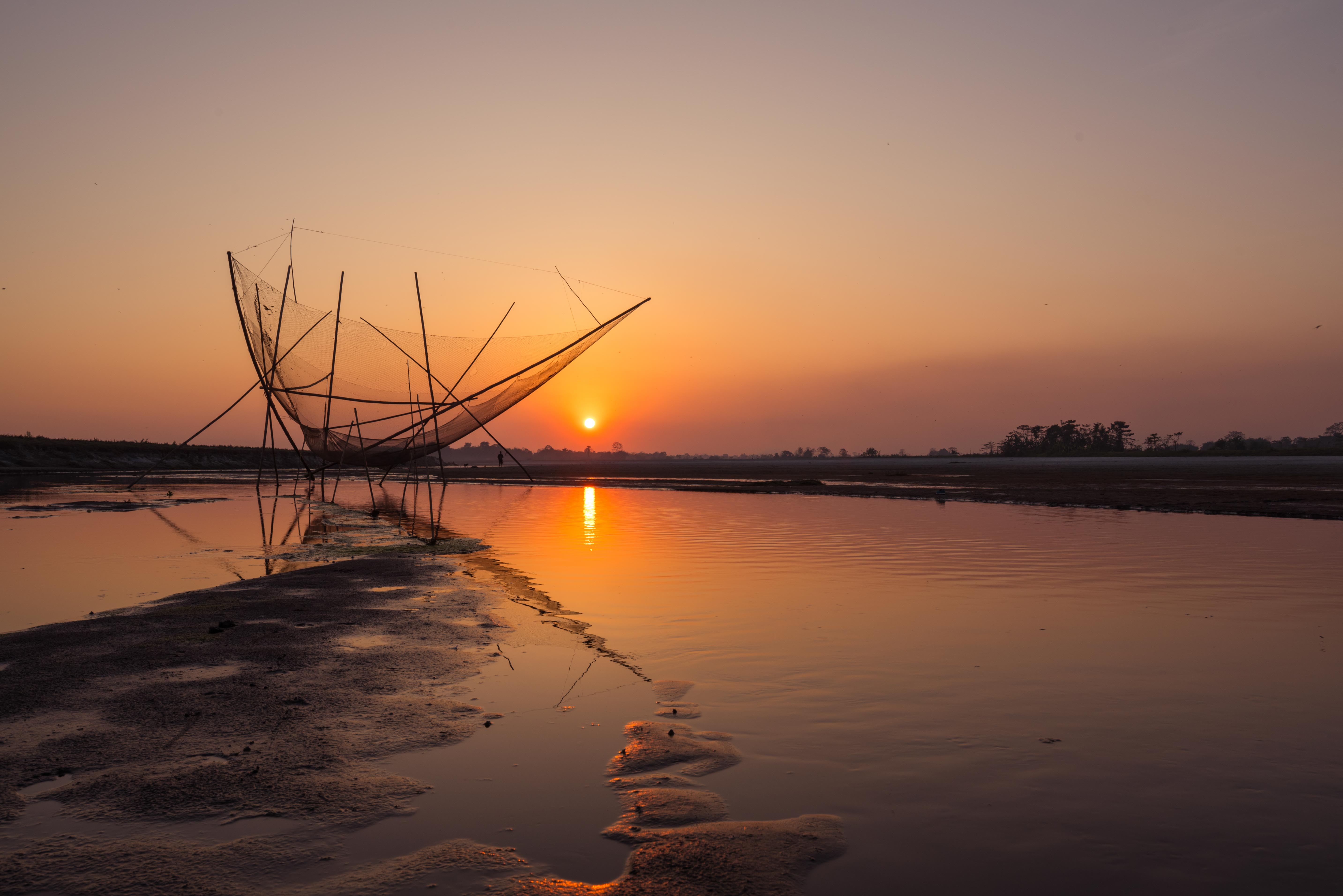 Majuli riverside at sunset